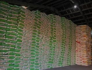Bagged goods stored in a bonded warehouse